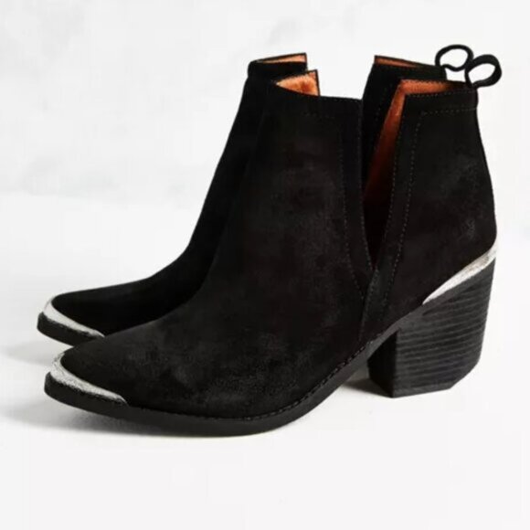 Jeffrey Campbell Cromwell Western Cutout Ankle Booties Black Leather sz 7.5 Boho - Picture 16 of 16